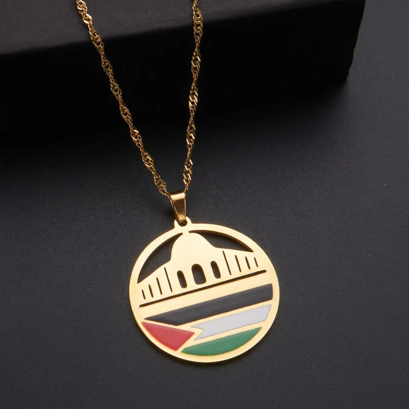 HNSP Stainless Steel Palestine Flag Pendant Necklace For Men Women Palestine Series Jewelry Accessories