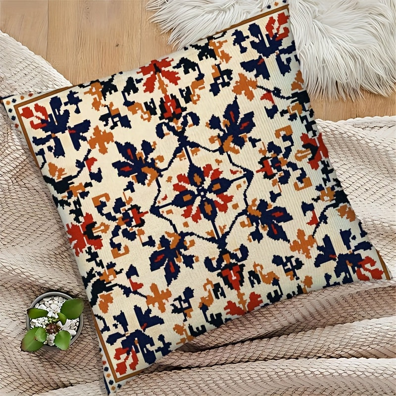 1pc 2D flat printing, short plush single side print Non-real embroidery 45.72x45.72 cm, embroidery palestinian jordanian arabic traditional tatreez realistic embroidery cross stitch pattern17 lght by qualitshirt autumn leaves