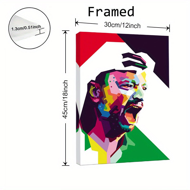 Yasser Arafat Portrait Canvas Wall Art with Wooden Frame - Vibrant Geometric Design, High-Quality Canvas Poster for Living Room & Office Decor, Perfect Gift for History Enthusiasts, Arafat Family Wall Art, Thoughtful Gift Ite