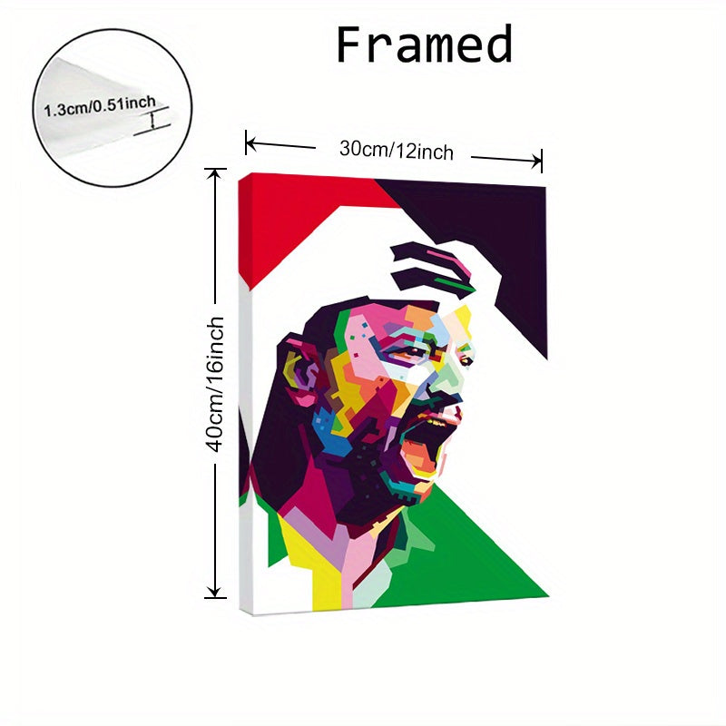 Yasser Arafat Portrait Canvas Wall Art with Wooden Frame - Vibrant Geometric Design, High-Quality Canvas Poster for Living Room & Office Decor, Perfect Gift for History Enthusiasts, Arafat Family Wall Art, Thoughtful Gift Ite